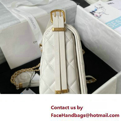 Chanel Lambskin  &  Gold-Tone Metal Small Flap Bag AS4353 White 2023